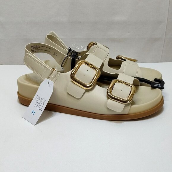Time And Tru Dad Buckle Slingback Sandal Size 11 Bone Color Adjustable Strap NWT - Picture 3 of 8
